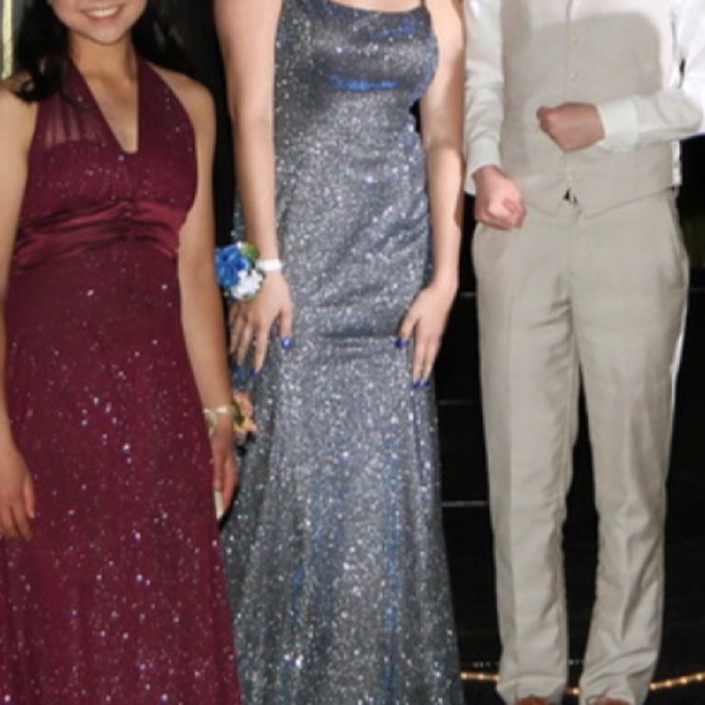 Long semi fitted prom dress